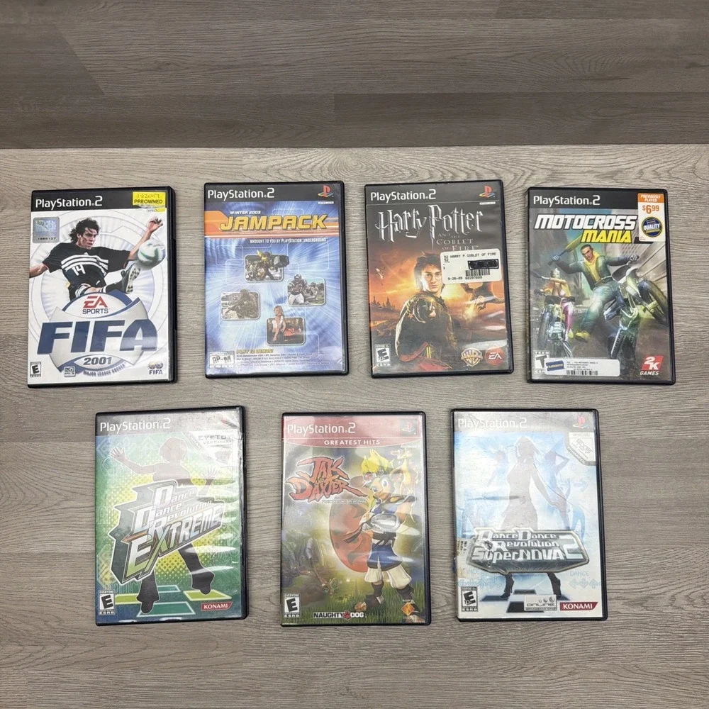 PlayStation 2 Lot Of 7 Games FIFA Dance Dance Motocross Harry Potter Jam Pack